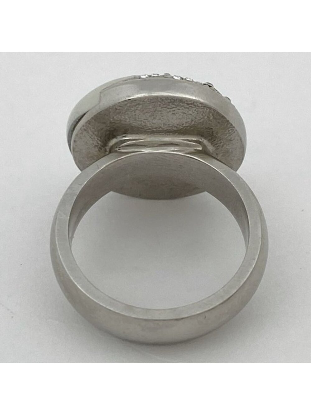 Chanel Coco Mark Rhinestone Ring Moon CC 11.5 Silver Plated - Picture 3 of 6
